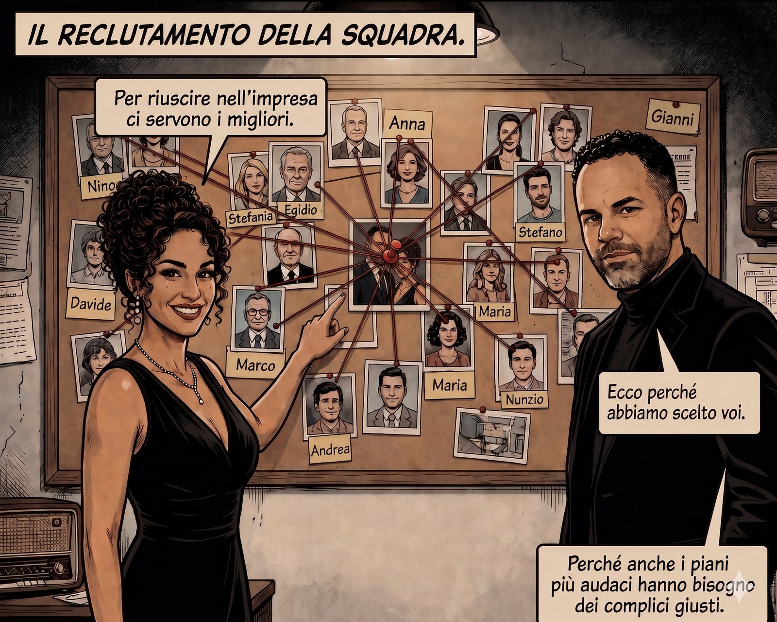 Laura e Ramon davanti alla bacheca con le foto degli invitati: ecco perché abbiamo scelto voi