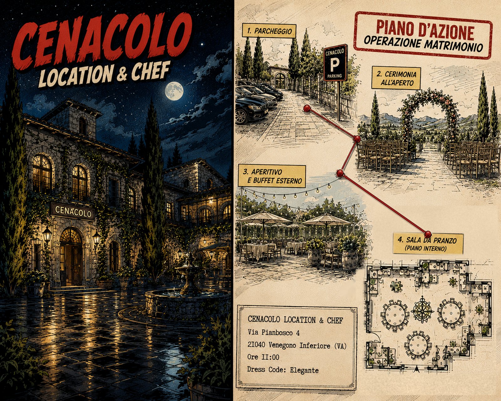 Cenacolo Location & Chef, Via Pianbosco 4, Venegono Inferiore: piano d'azione